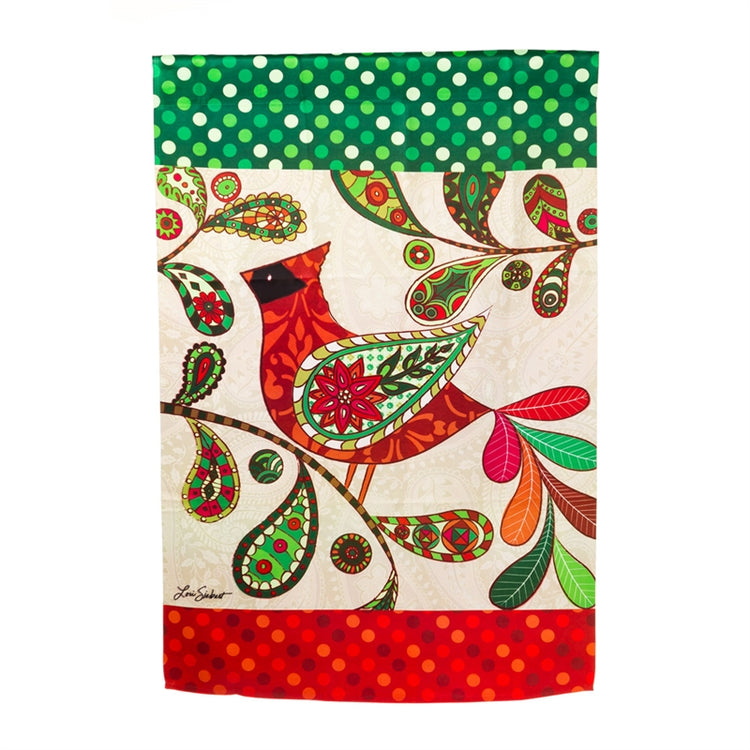 "Holiday Cardinal" Printed Suede Seasonal House Flag; Polyester