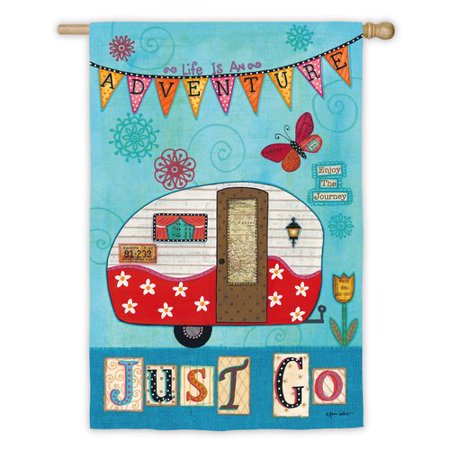 Just Go Vintage Camper House Flag