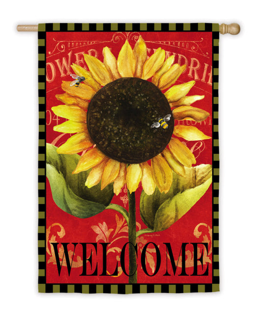 "Welcome Sunflower" Printed Suede Seasonal House Flag; Polyester