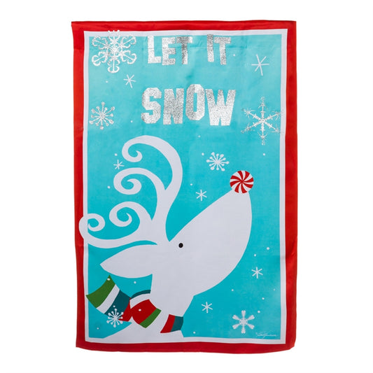 "Let it Snow Stanley Reindeer" Printed Suede Seasonal House Flag; Polyester
