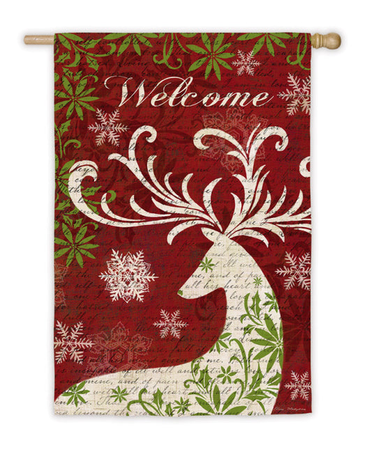 Christmas Deer Silhouette House Flag