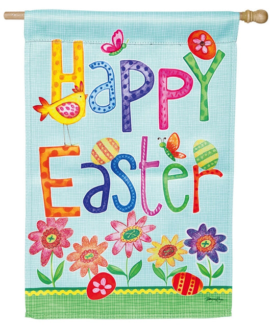 Happy Easter Printed Suede Seasonal House Flag; Polyester