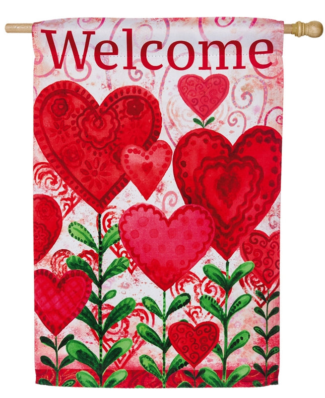 Planted Valentine Printed Suede Seasonal House Flag; Polyester
