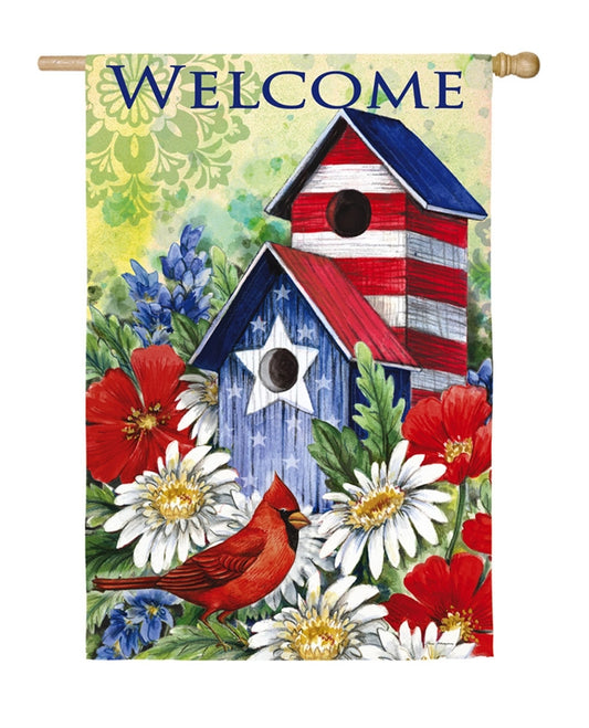 Patriotic Birdhouse & Cardinal House Flag