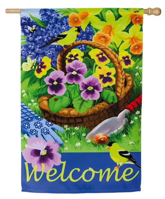 Pansies for Planting Printed Suede Seasonal House Flag; Polyester