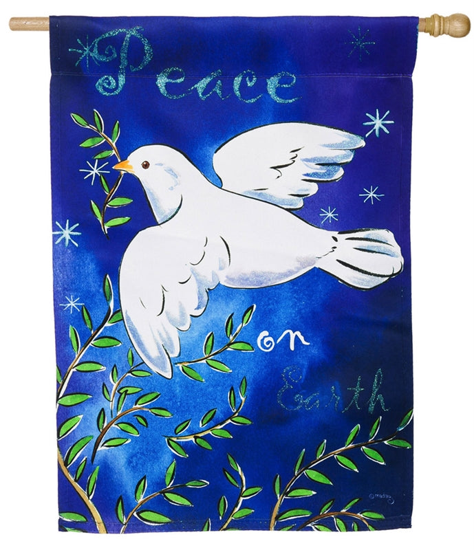 "Peace on Earth" Printed Suede Seasonal House Flag; Polyester
