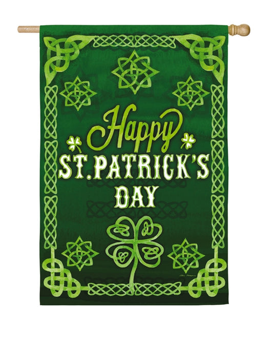 "St.Patricks Day Celtic" Printed Suede Seasonal House Flag; Polyester