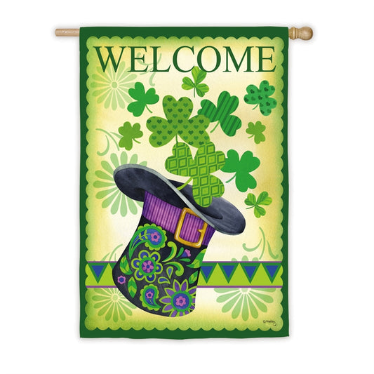 St. Pats Hat Printed Suede House Flag; Polyester
