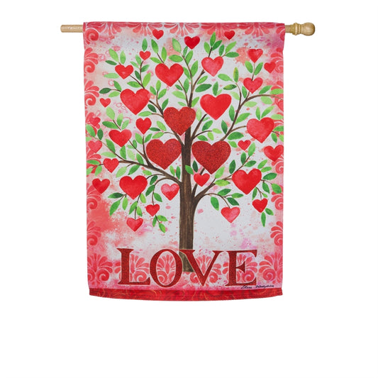Tree of Love Printed Suede Seasonal House Flag; Polyester