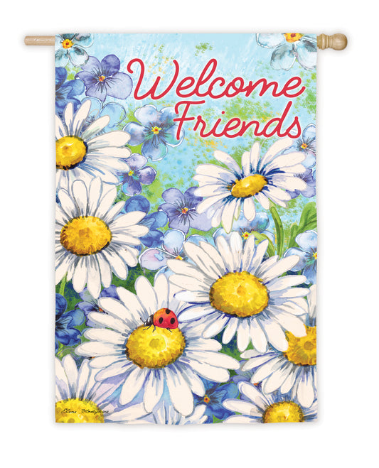 Daisy Welcome Printed Suede Seasonal House Flag; Polyester