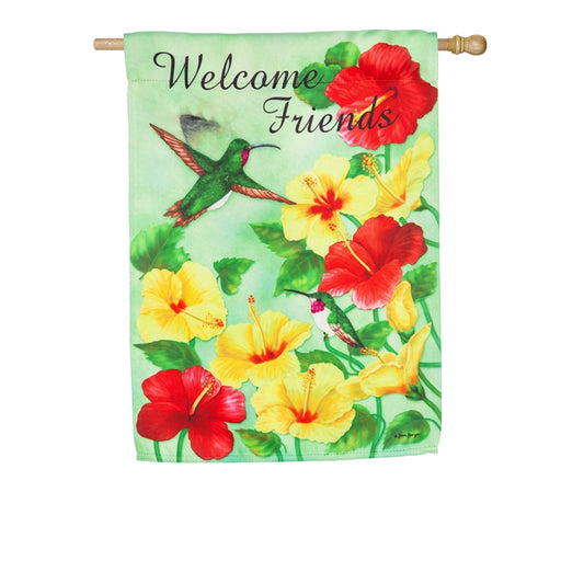 "Hummingbird Welcome" Printed Suede Seasonal House Flag; Polyester