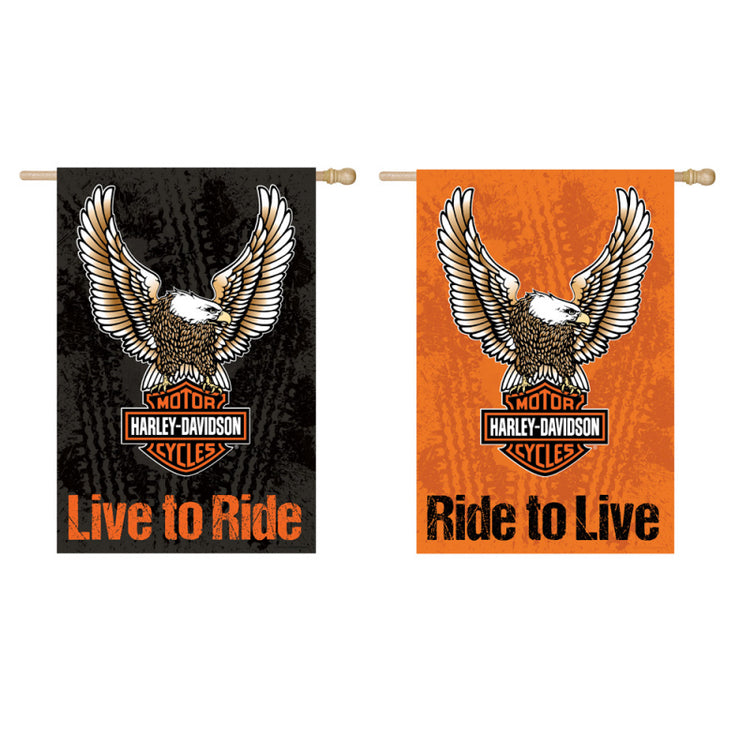 Harley Davidson 2-Sided Printed Suede House Flag; Polyester
