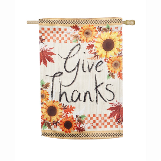 Give Thanks Printed Suede Seasonal House Flag; Polyester