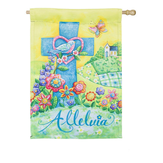 Easter Alleluia Printed Suede Seasonal House Flag; Polyester