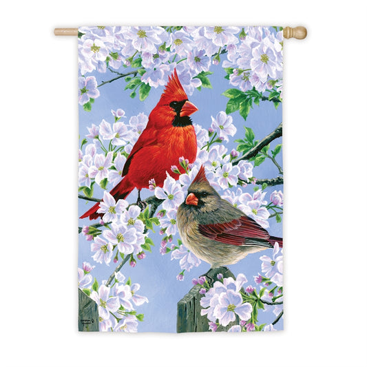 Glorious Morning Cardinals Printed Suede Seasonal House Flag; Polyester