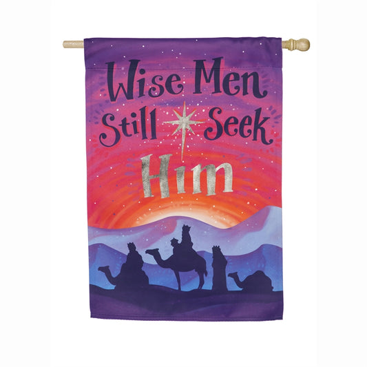 "Wise Men Still Seek Him" Printed Suede Seasonal House Flag; Polyester