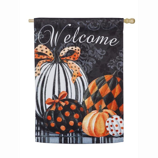 Elegant Pattern Pumpkin" Printed Suede Seasonal House Flag; Polyester