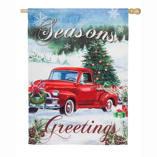 Christmas Farm Pickup House Flag