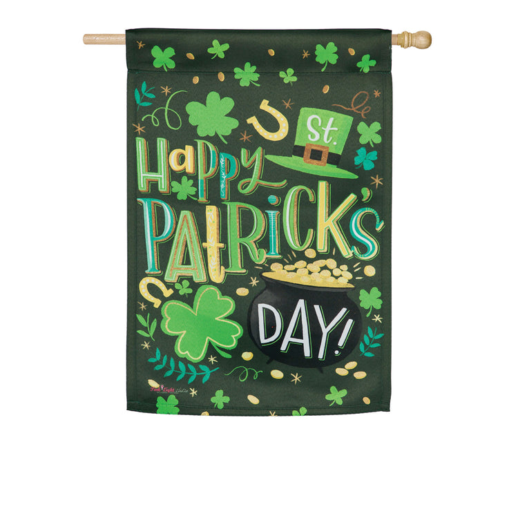 "Happy St.Patricks Day" Printed Suede Seasonal House Flag; Polyester