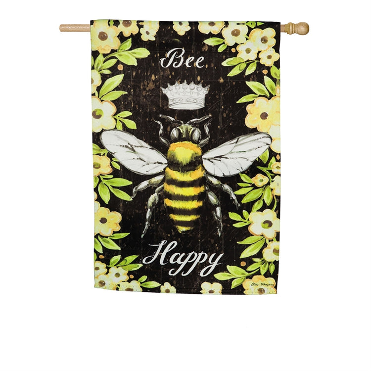 Bee Happy Queen Bee House Flag