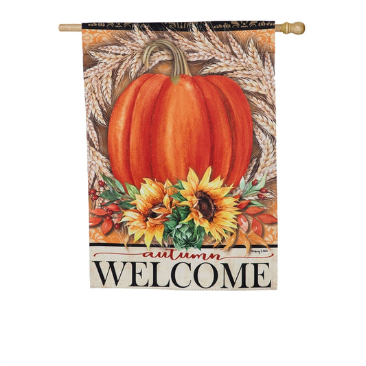Festive Autumn Printed Suede Seasonal House Flag; Polyester