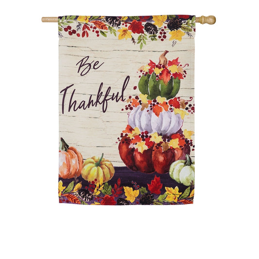 Be Thankful Pumpkin Stack House Flag
