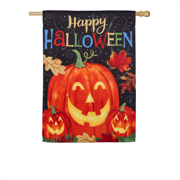 Haunted Halloween Printed Suede Seasonal House Flag; Polyester