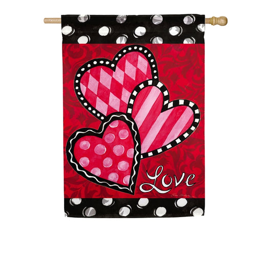 Bright Valentine's Hearts House Flag