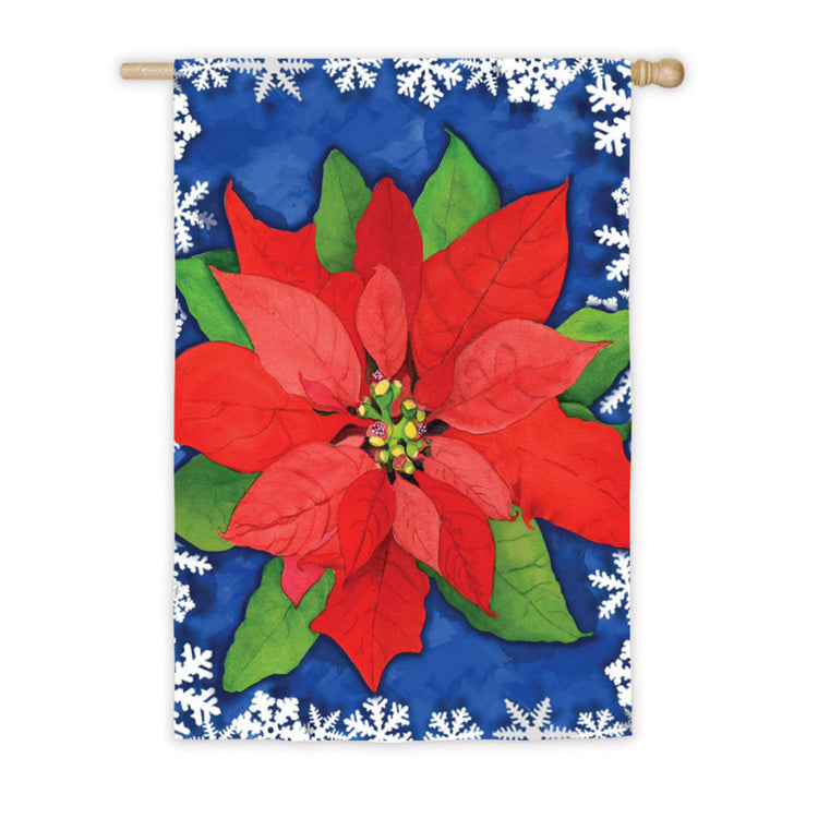 "Poinsettia" Printed Suede Seasonal House Flag; Polyester