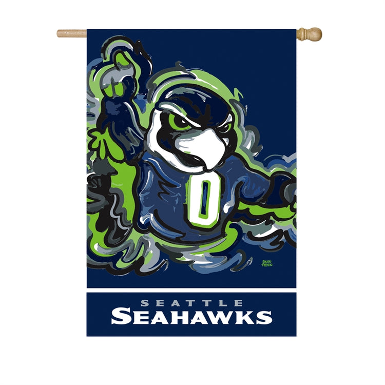 Seattle Seahawks Painted Mascot House Flag