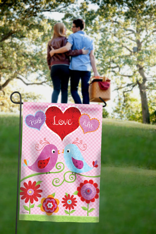 Hug Love Kiss Love Birds Garden Flag