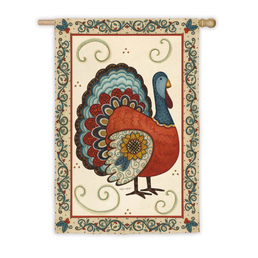 "Turkey with Sunflower" Printed Seasonal Garden Flag; Polyester