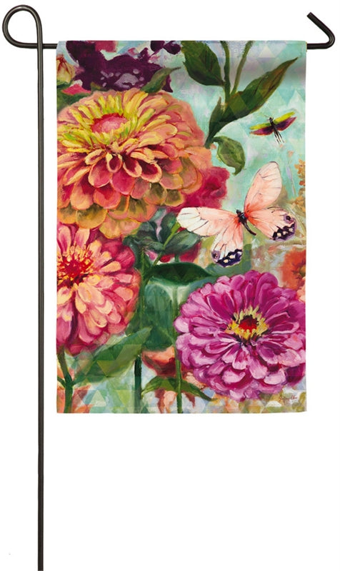 Zinnia Garden Florals Garden Flag