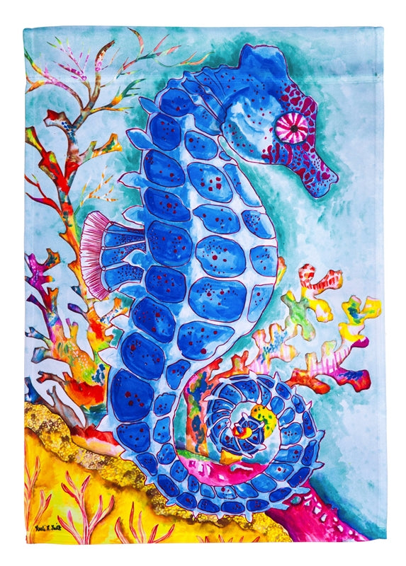 Seahorse Printed Garden Flag; Polyester