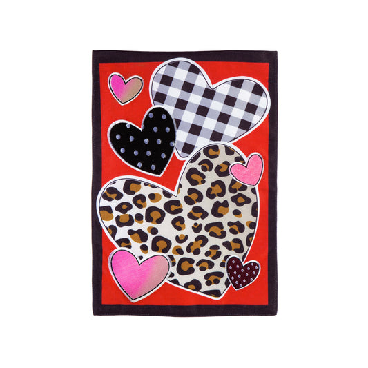 Patterned Hearts Garden Flag