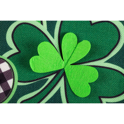St. Patrick's Day Shamrocks with Checks Garden Flag