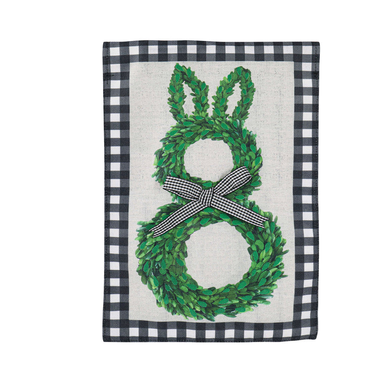 Boxwood Bunny Printed Burlap Garden Flag; Polyester 12.5"x18"