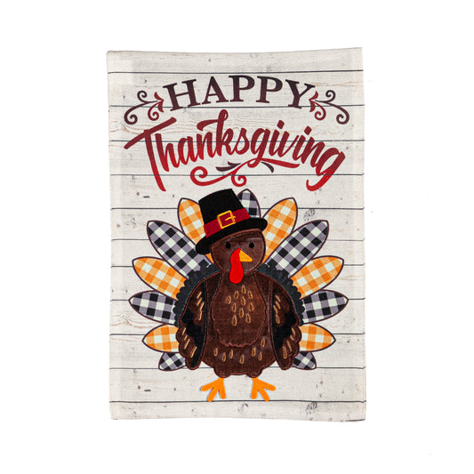 Pilgrim Turkey Burlap Garden Flag; Polyester 12.5"x18"