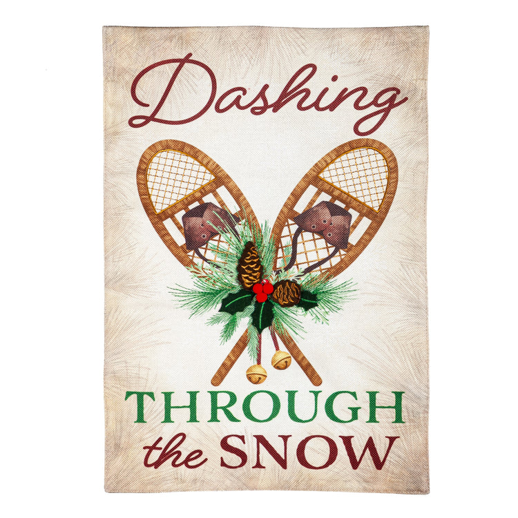 Dashing Through the Snow Burlap Garden Flag; Polyester 12.5"x18"