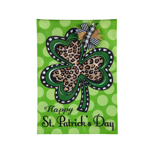 Happy St.Patrick's Day Animal Print Shamrock Garden Flag
