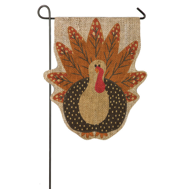 "Turkey Time" Printed Burlap Seasonal Garden Flag; Polyester