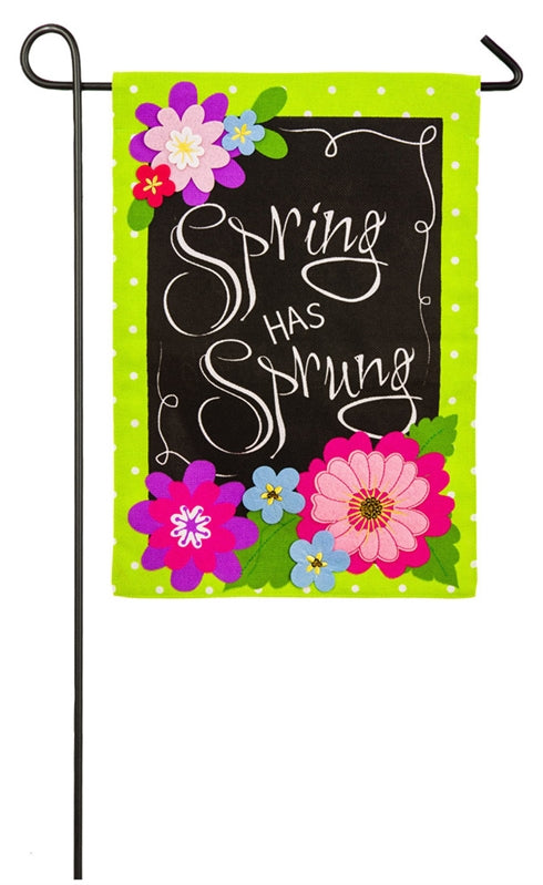 "Spring Has Sprung" Seasonal Garden Flag; Polyester Burlap