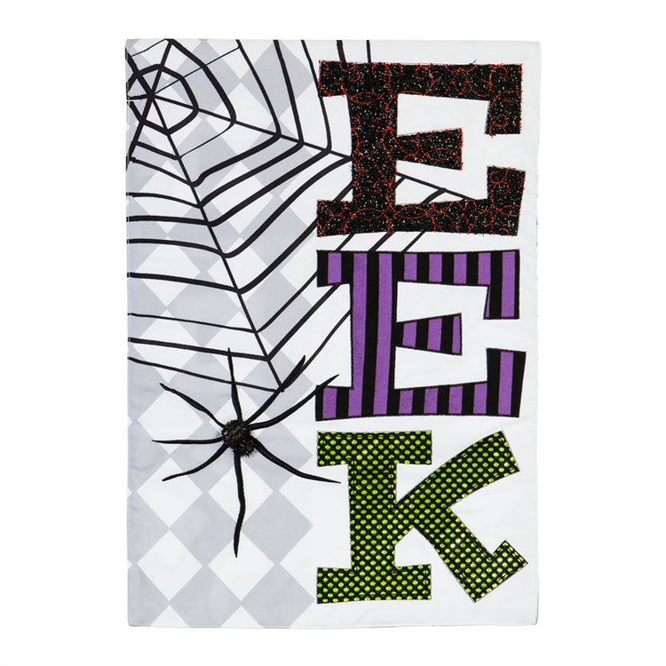 "EEK" Applique Seasonal Garden Flag; Polyester Burlap