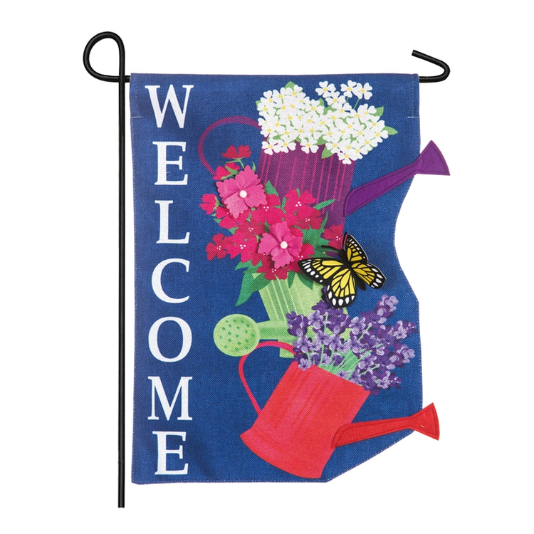 Stacked Watering Cans Garden Flag