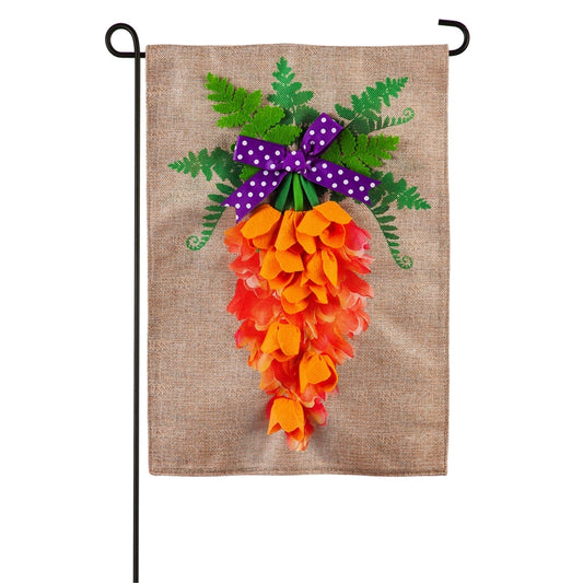 Carrot in Bloom Garden Flag; Burlap-Polyester 12.5"x18"
