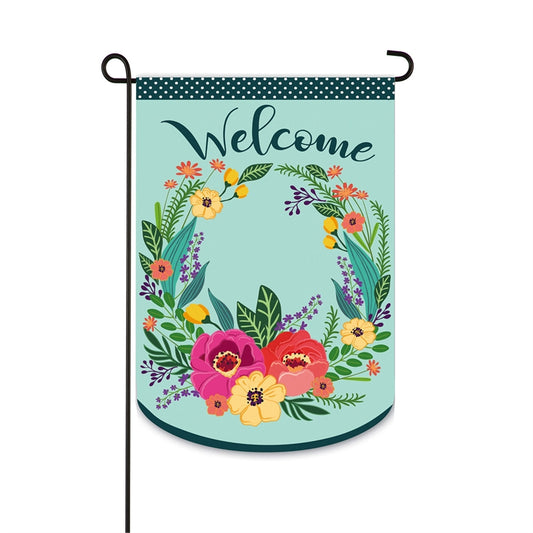 Spring Floral Burlap Garden Flag