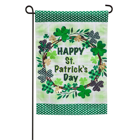 St Patrick's Day Shamrock Wreath Garden Flag