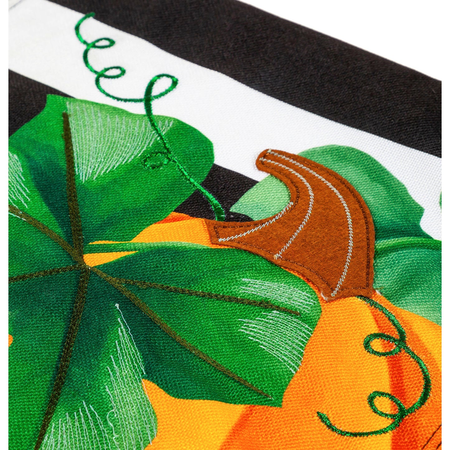 Pumpkin Stripe Printed Burlap Garden Flag; Polyester 12.5"x18"