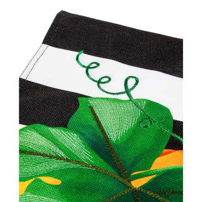 Pumpkin Stripe Printed Burlap Garden Flag; Polyester 12.5"x18"