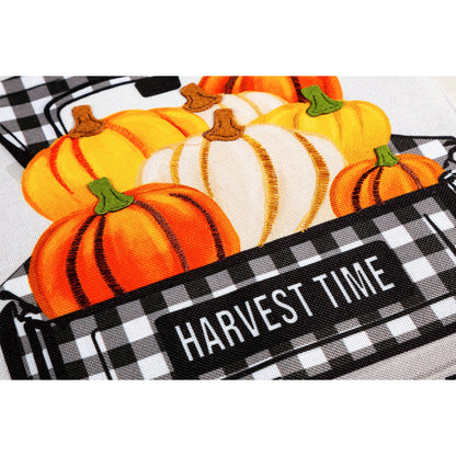 Pumpkin Plaid Truck Garden Flag